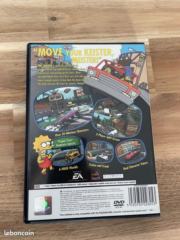 Jeu PS2 The Simpsons Road Rage - Version PlayStation 2 - Bon état, Complet Avec Boîtier