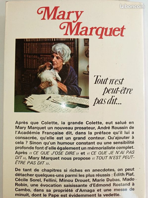 RARE livre mary marquet tout n'est peut-être pas dit (image 4)