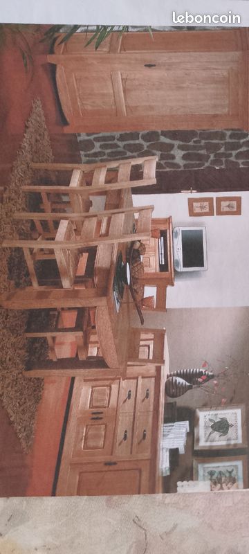 Vente grande table pour 6 personnes avec rallonge chêne massif bois de qualité plus 4 chaises état excellent bien entretenu (image 1)