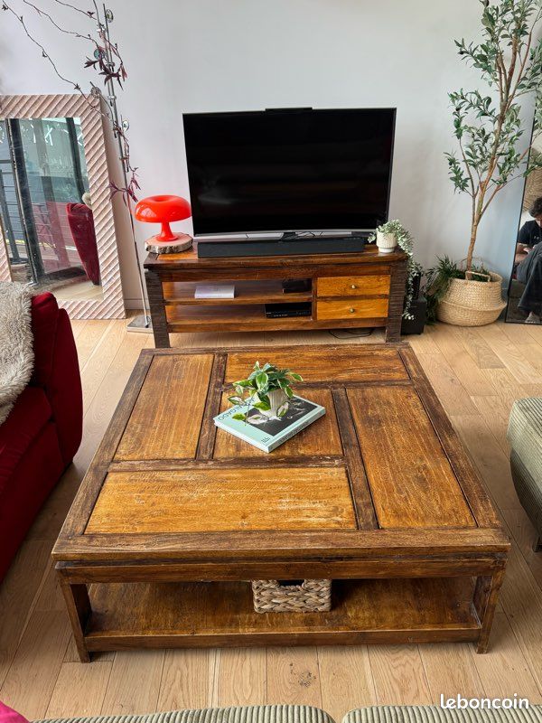 Meuble TV bois massif exotique (image 1)