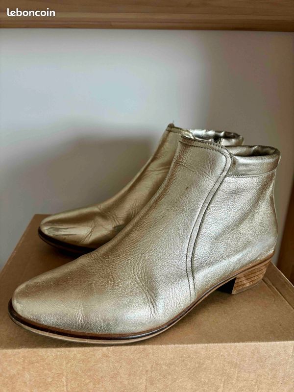 Bottines dorées cuir CLOTAIRE Taille 40 (image 3)