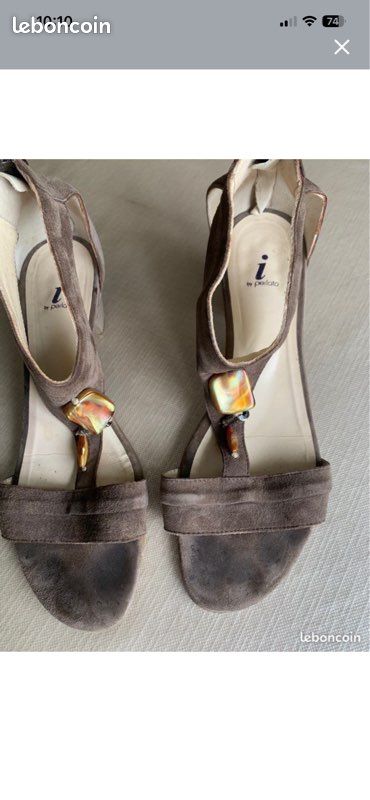Escarpins D'été En Cuir Beige - Pointure 39 - Talons - Occasion - Marque Inconnue