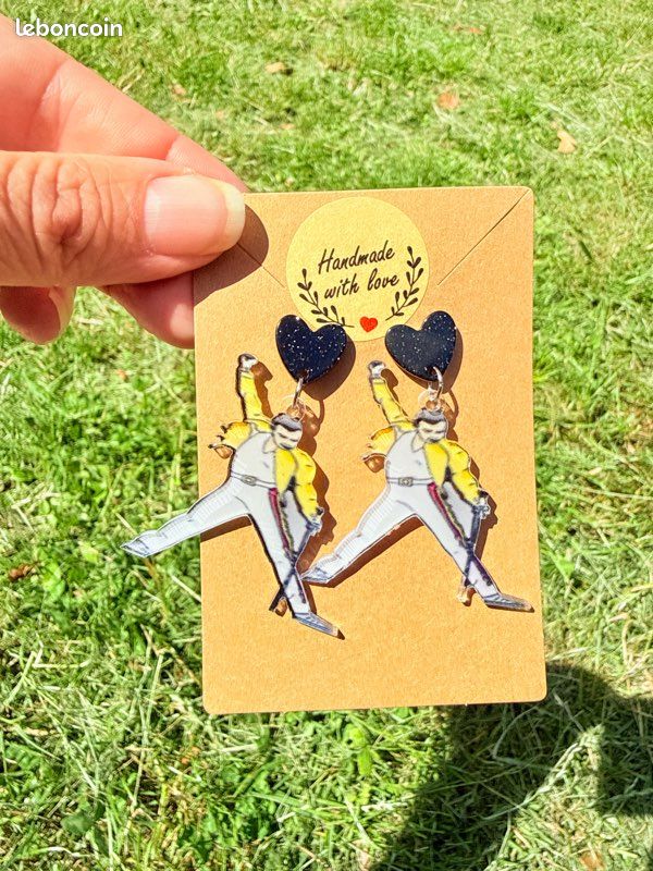 Boucles d’oreilles Freddie Mercury jaune (image 3)