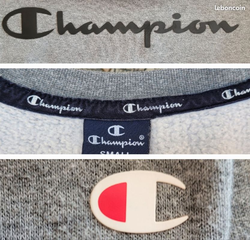 Champion Sweat Hoodie crewneck TS/TFr36- Gris Chiné-Logo Noir Devant-Coupe Comfort Fit (image 8)