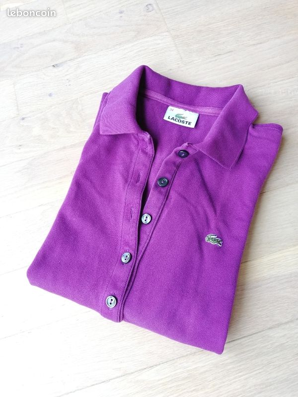 Polo manches longues Lacoste vintage Devanlay rose fuschia taille