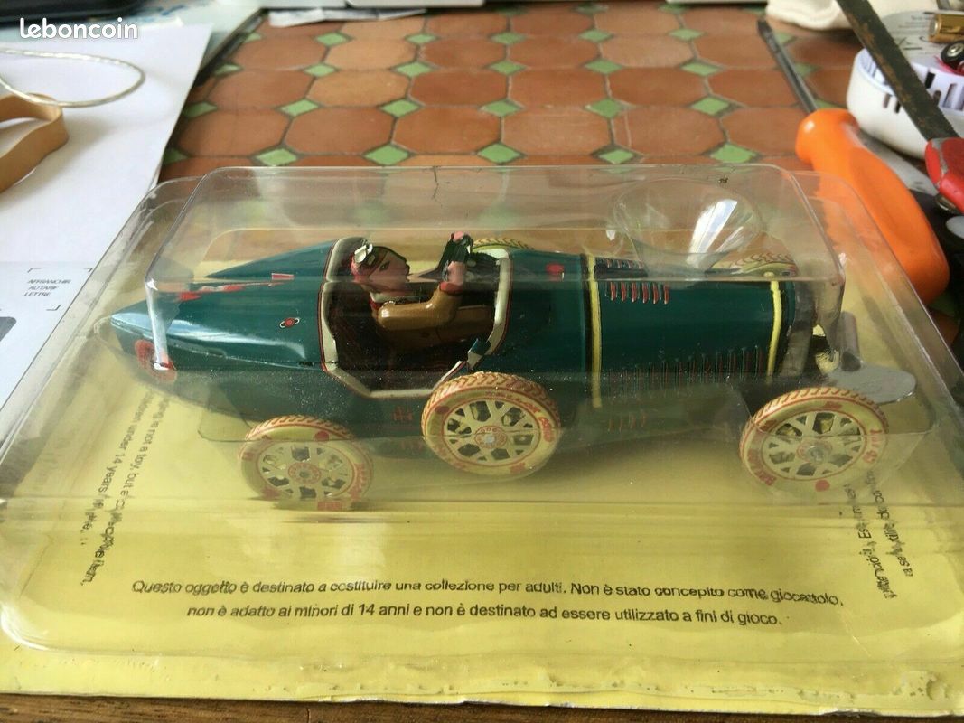 JOUET COLLECTION Voiture Miniature TOLE Lithographiee 1960s BUGATTI I-970 Ballon Cord K74 (image 7)