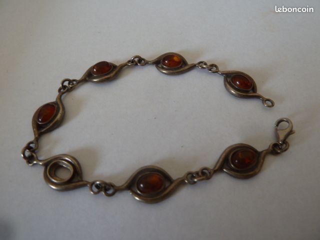 Bracelet argent et ambre avec fermoir (image 3)