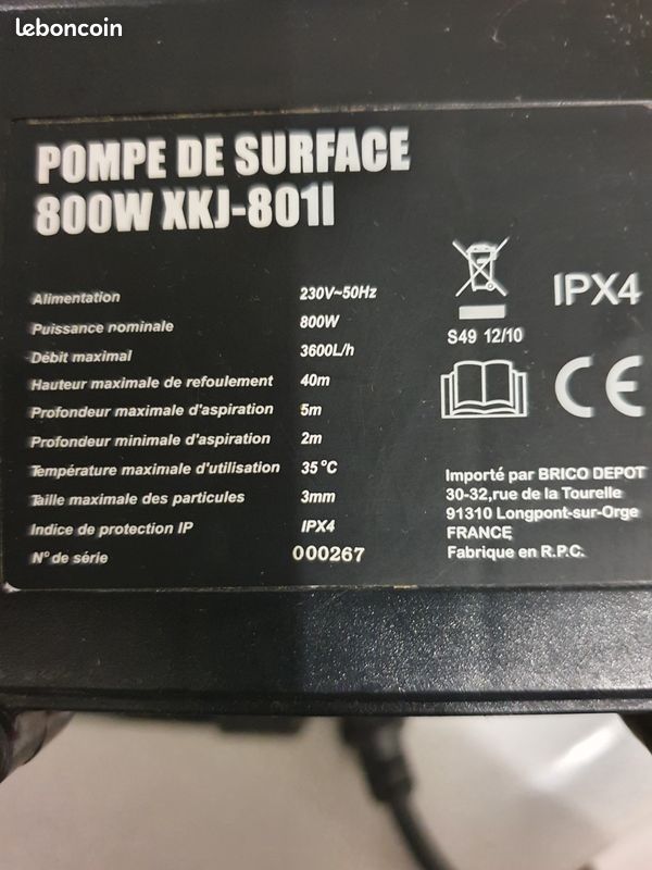 Pompe de surface 800 W XKJ-801 L (image 3)