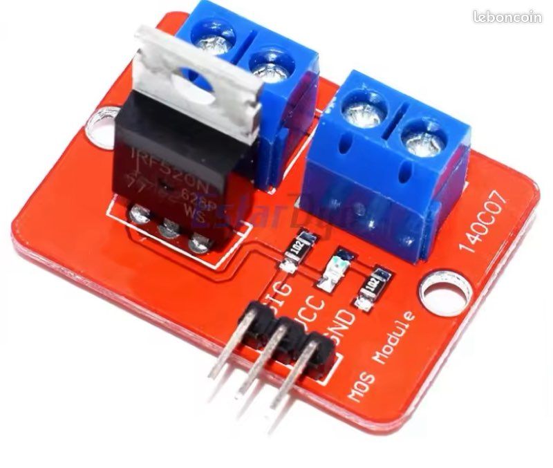 Lot de 5 Technologie de pilote MOS IRF520, bouton Mosfet supérieur 0-24V, Ardu37MCU ARM Raspberry pi (image 1)