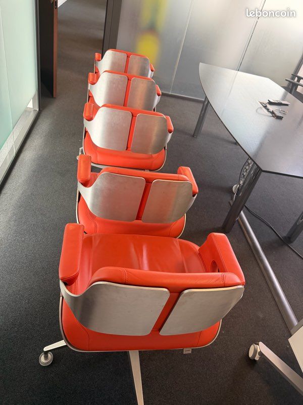 Lot de 5 chaises design Interstuhl – cuir orange – Made in Germany (image 9)