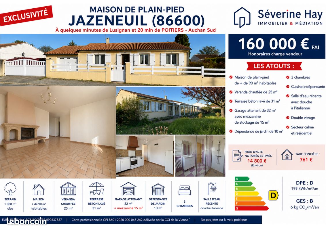 Maison 6 pièces 90 m² · à Jazeneuil · 90 m² · 160 000 €