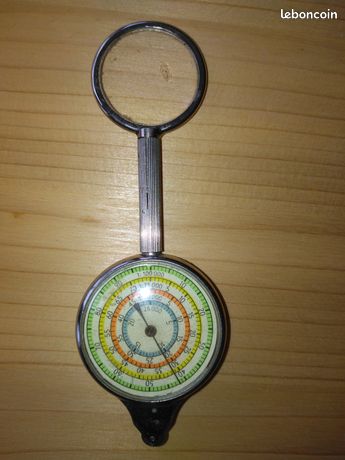 Curvimètre Ancien Avec Boussole Et Loupe Intégrée - Métal, Début 20e Siècle