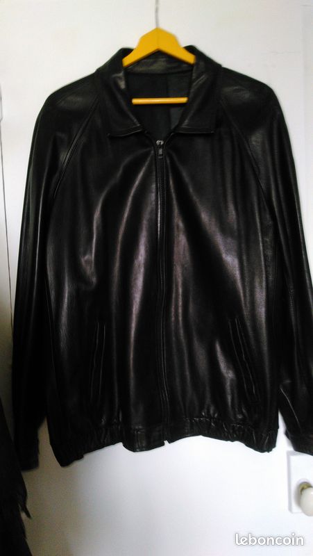 Veste en cuir noire (image 1)