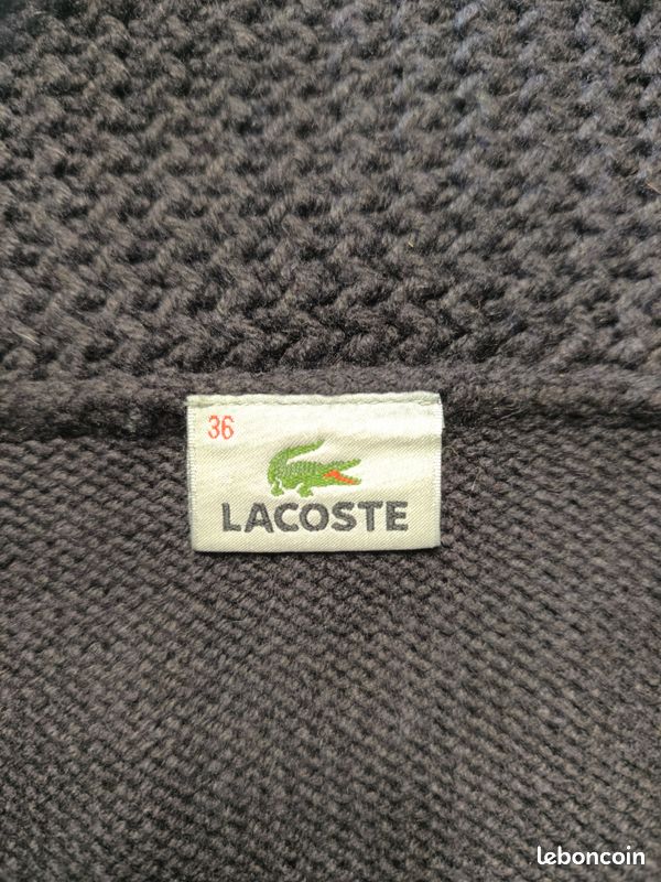 Veste sans manche - Lacoste - Logo brodé - A boutons - Taille S - Noir - Femme - Laine - Col roulé (image 6)