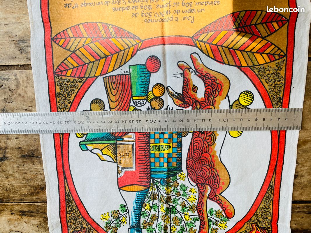 Vintage- Ancien torchon de cuisine-Gibelotte de Lapin-Préfontaines (image 6)