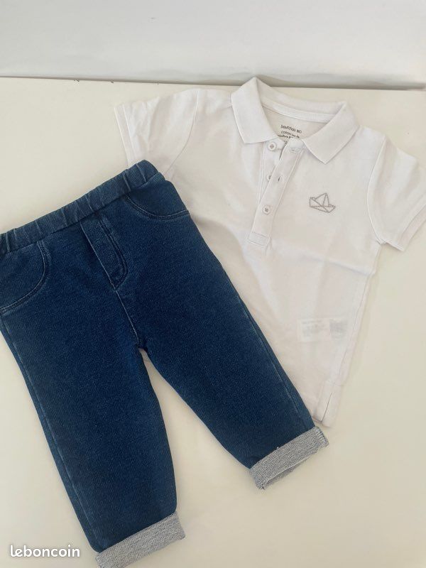 Jogging et polo tee shirt blanc boutchou bébé (image 1)