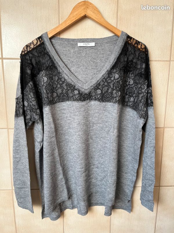 Haut Débardeur Femme Zapa - Viscose Noir/gris - Taille 40 - Excellent état D'occasion