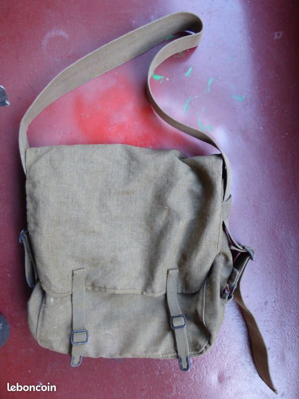Besace Militaire En Toile Khaki - Bandoulière Style Vintage Neuve