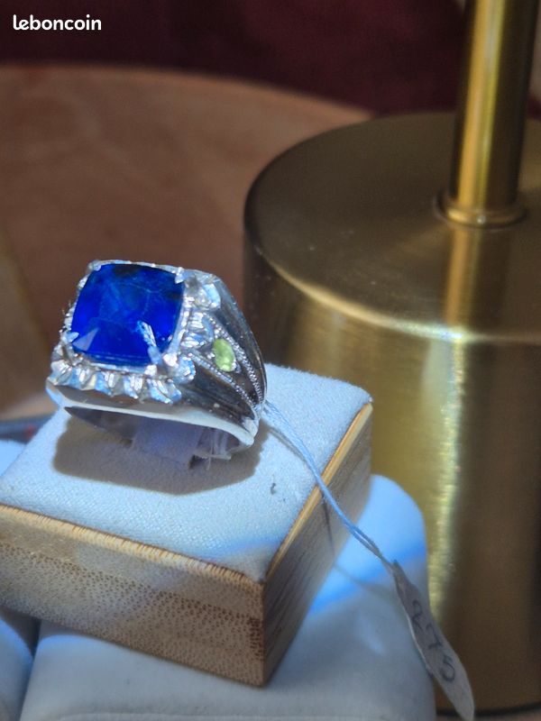 Bague De Fiançailles En Argent 925 Avec Diamant Brut Bleu 2,05 CTS - Taille 7.5, Diamant Naturel Non Traité - Neuf Sans Emballage