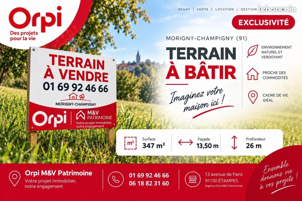 Terrain 347 m² · à Morigny-Champigny · 104 000 €