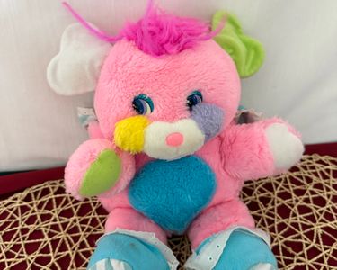 Peluche Vintage POPPLES CRIBSY MATTEL Des Années 80 - 32 Cm - Occasion Bon état (manque Une Chaussette)
