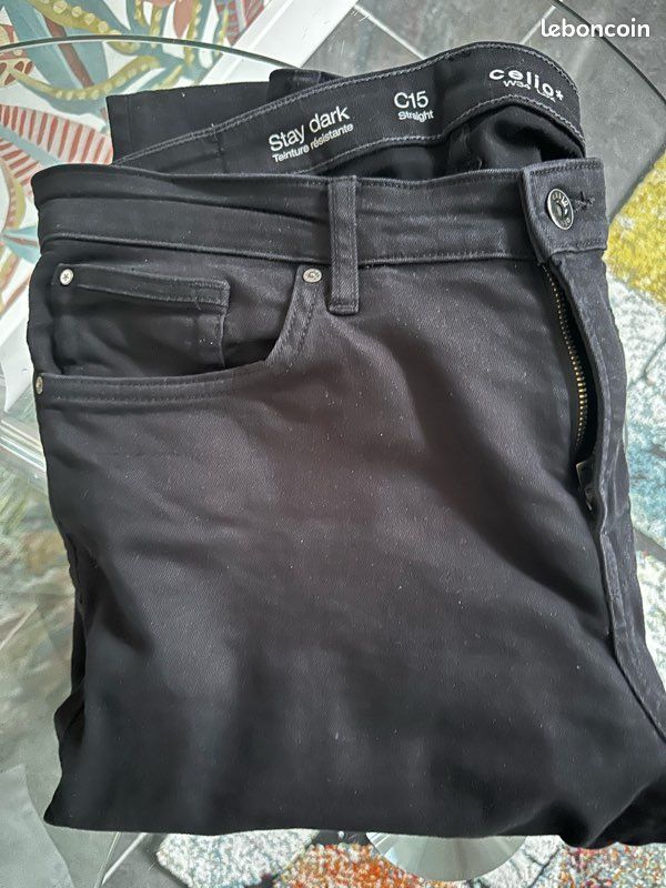 Jean CELIO noir straight C15 W34/L32 Vêtements