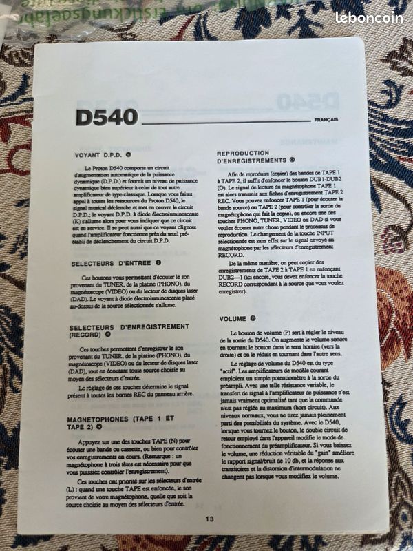 Ampli vintage intégré Proton D540 (image 7)