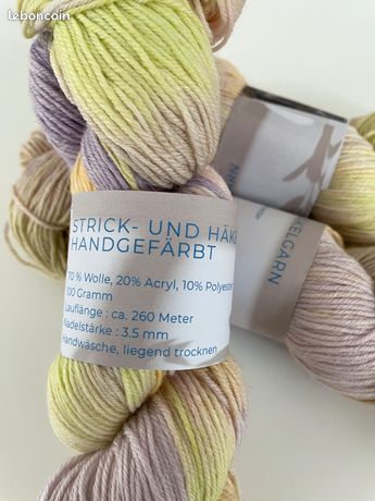 Lot De 2 écheveaux Laine Mérinos Multicolore - Fil à Tricoter Main, Numéros 4/5