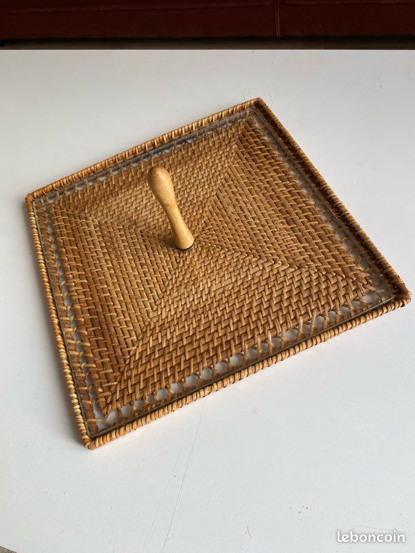 Plateau, Panière & Serviteur occasion vintage en rotin-osier