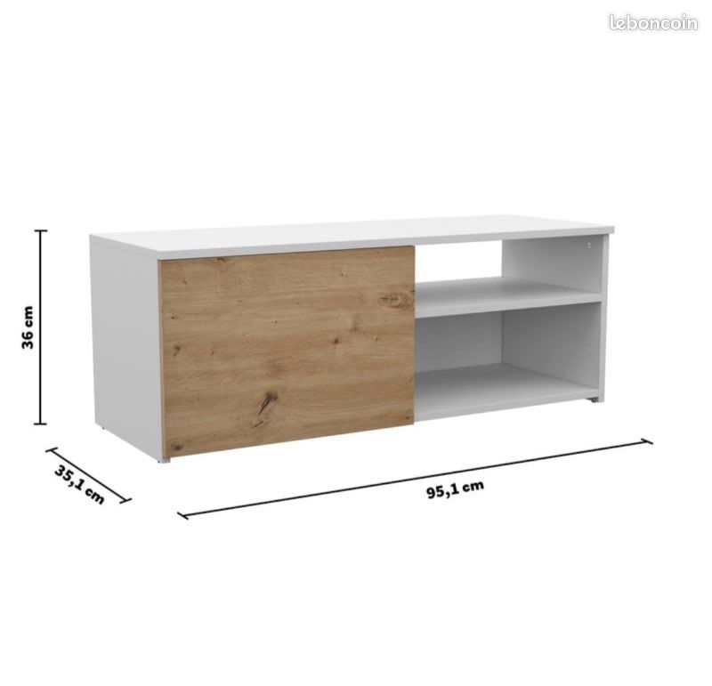 Meuble blanc TV 95cm (image 2)