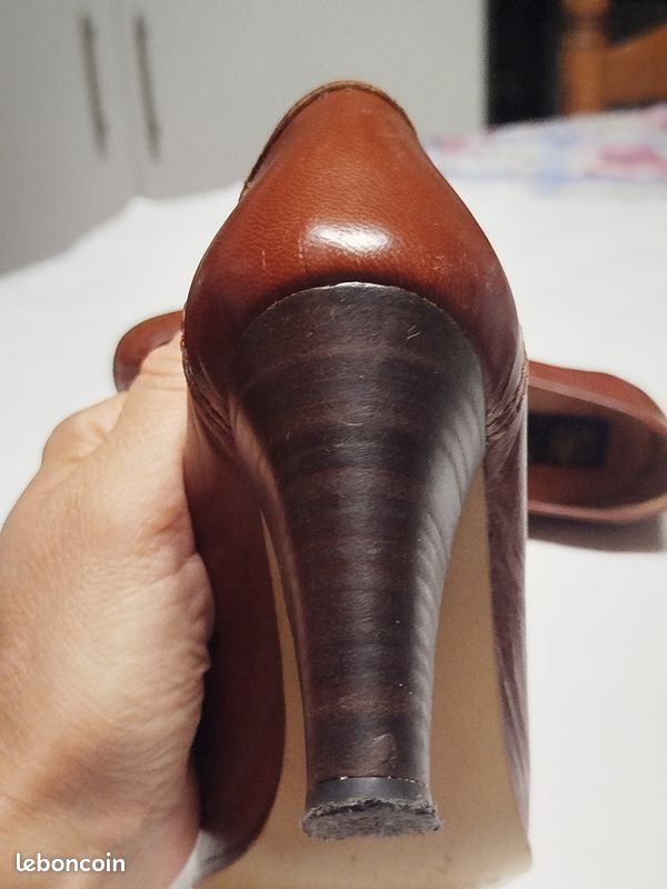 Escarpins trotteurs vintage cuir marron HIRICA Prestige - T36 - Made in France (image 6)