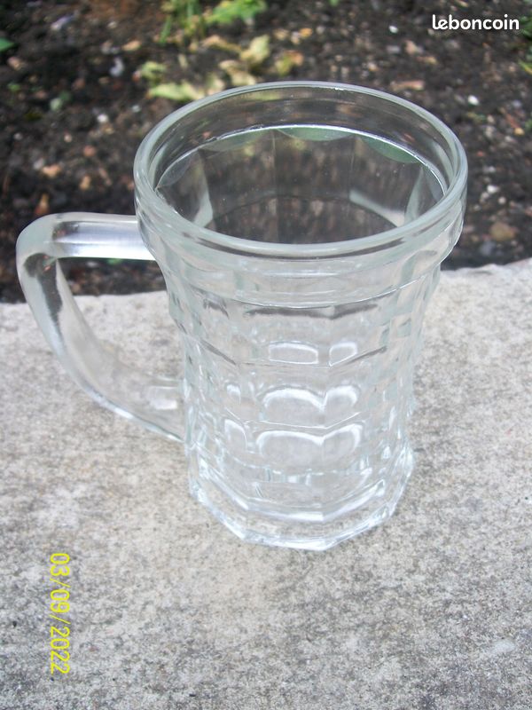 Chopes à Bière Verre Blanc Fantaisie origine 1965 (image 3)