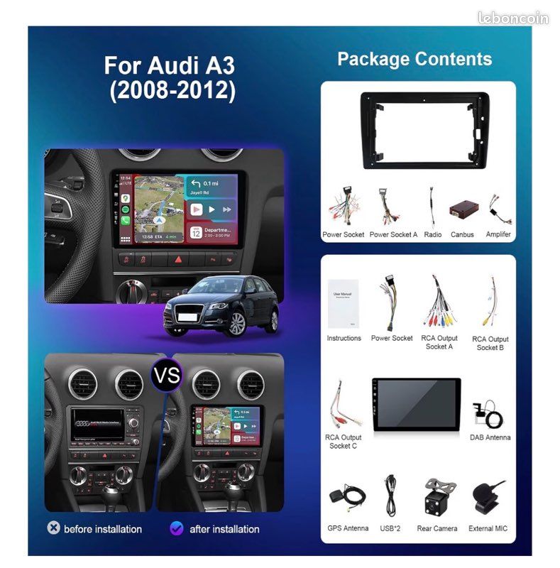 Autoradio Android Audi A3/S3/RS3 2003-2013 (image 2)