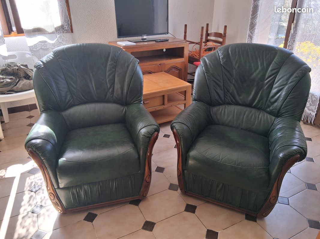 Vends fauteuil vert fonce (image 1)