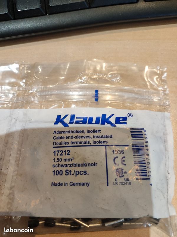 Embout d'extrémités de câble klauke 1.50mm neuf (image 2)