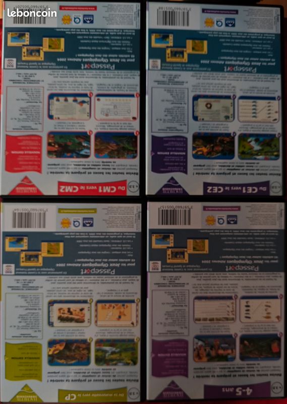 Lot de 4 CD Rom (cédérom) pour PC. Maternelle vers CP + 4-5 ans + Ce1-Ce2 + Cm1-Cm2 (image 2)
