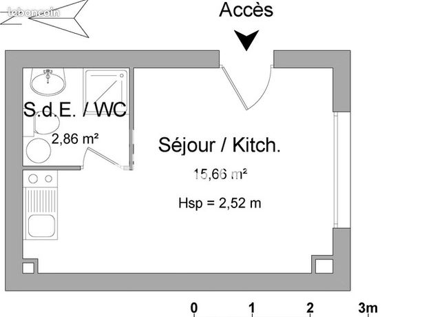 Appartement 1 pièce 18 m²