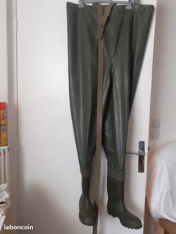Cuissardes Pêche Et Chasse – Vert Foncé, Taille 38, Polyester Enduit PVC, Bretelles Réglables, étanches