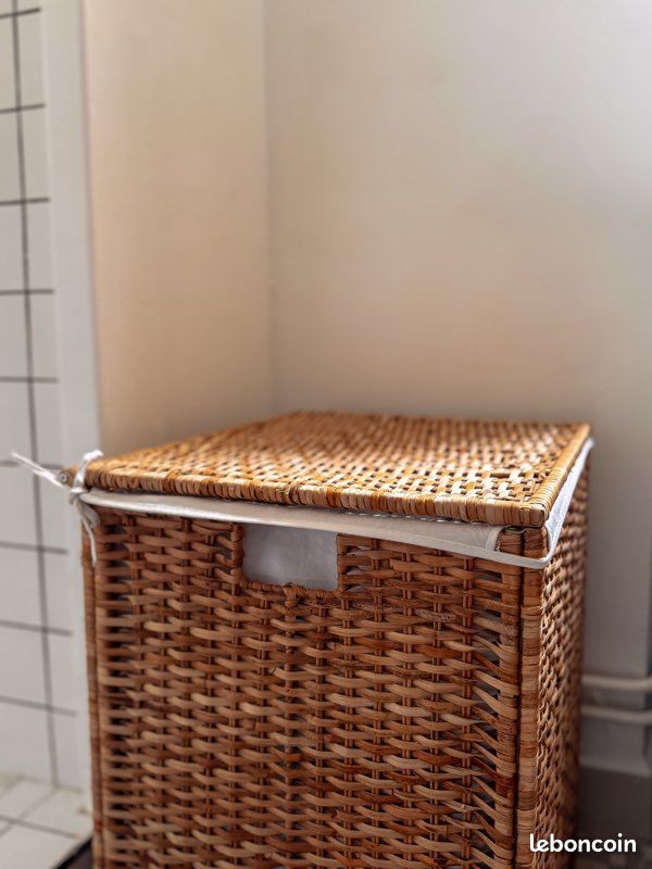 Panier à linge, intérieur tissu, rotin, 80 l (image 3)