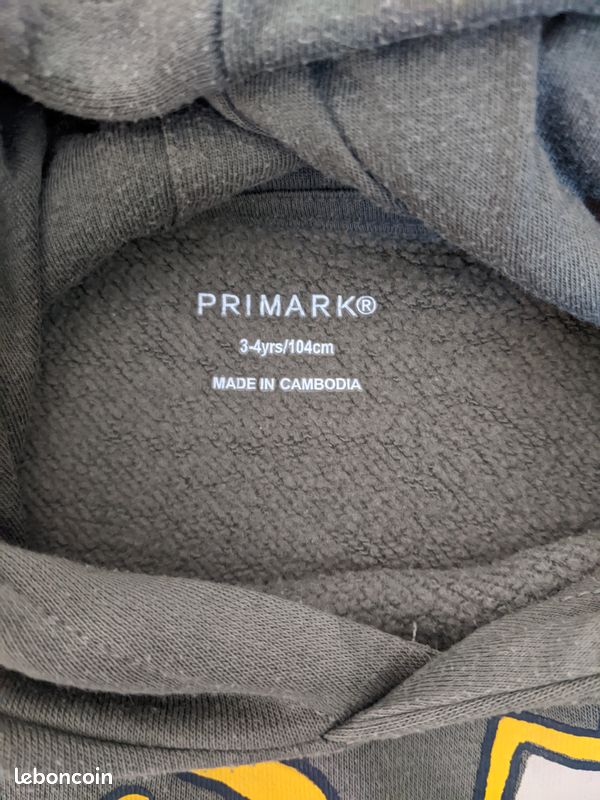Pull Garçon Primark Gris Coton - Manches Longues, 3-4 Ans, Très Bon état