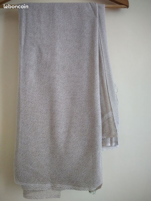 Tissu - coupon marron clair et pois blanc -140 X 360 (image 5)