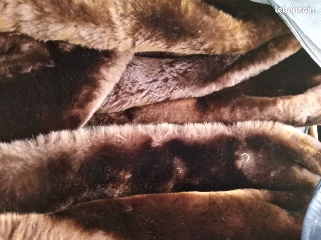 Manteau Vintage En Véritable Fourrure Mouton - Marron Chocolat Doux - Taille Junior