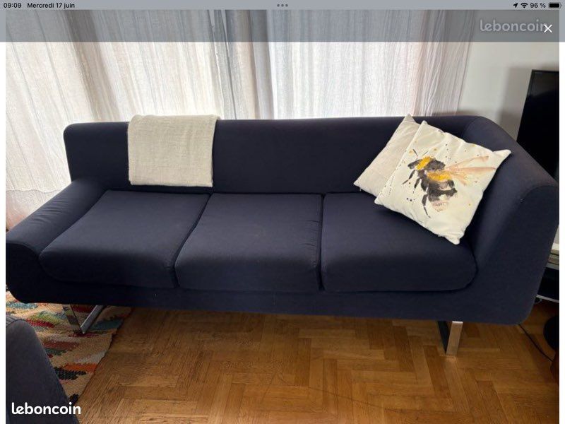 Canapé Habitat LOFA 3 places + fauteuil assorti – bleu marine – 130 (image 1)