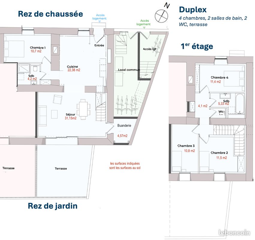 Appartement 6 pièces 119 m² · à Nancray · 119 m² · 1 000 €/mois