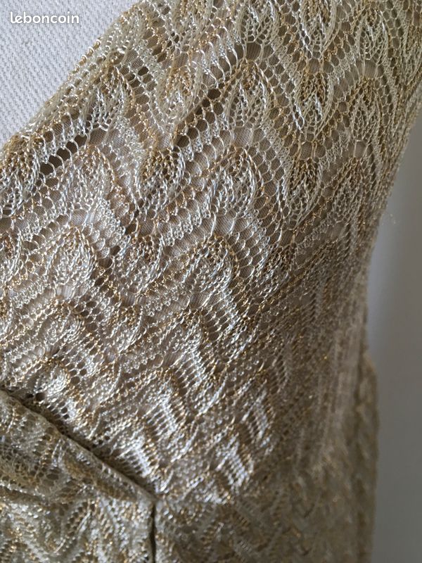 Robe Miss June En Dentelle Beige - Taille 38 - Occasion Très Bon état, Style évasé Sans Manches