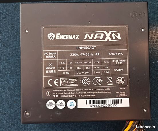Enermax MarbleBron EMB850EWT - Alimentation électrique  Interne Atx12v 2 3 Eps12v 80 Plus Bronze Ca 100 240 V 850 Watt Pfc Active Noir