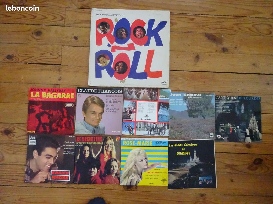 Lot de 10 disques vinyles anciens (image 1)