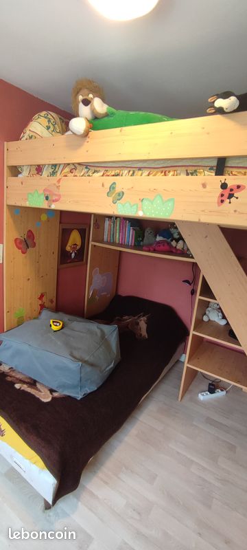 Lit mezzanine Gautier 1 personne 90 avec bureau et étagères intégrées - Lit en hauteur (image 3)
