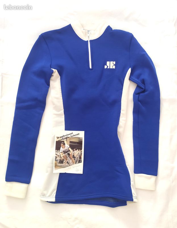 Maillot cycliste acrylique manches longues bleu - NOS - FR