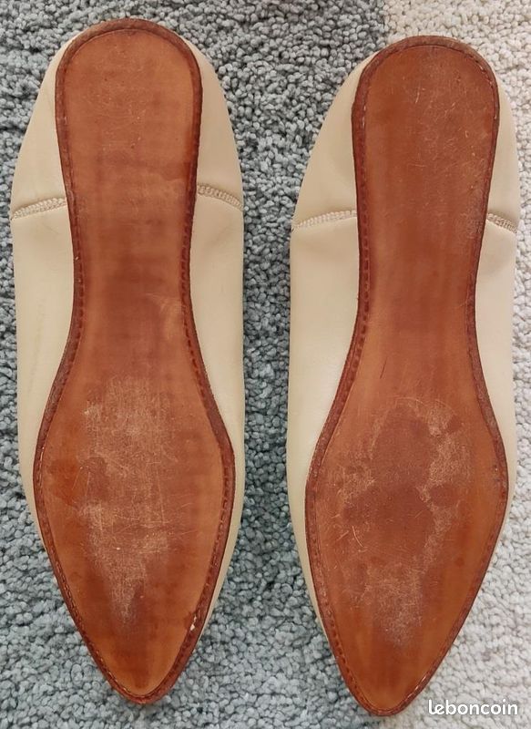 Babouches cuir, 40, beige, de Fès, Neuve (image 3)